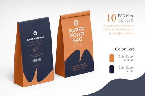 Paper Food Bag Packaging Mockup