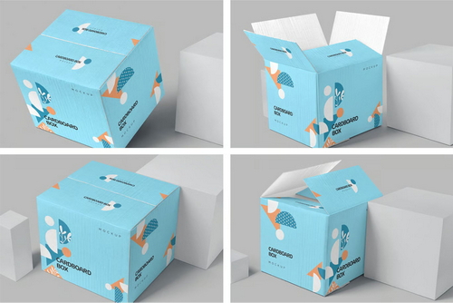 4 Cardboard Box Mockups