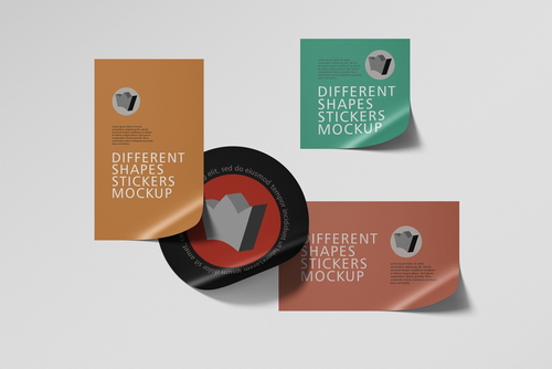 Different Shapes Stickers Mockup