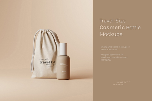 Travel-Size Small Cosmetic Bottle Mockups