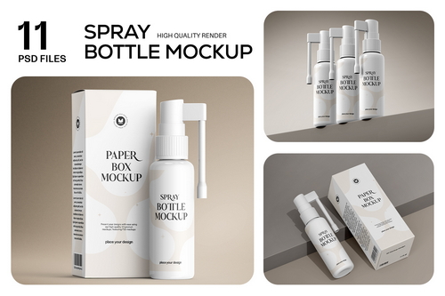 Plastic Throat Spray Bottle Mockup