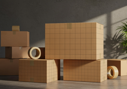 Industrial Cardboard Boxes Mockups