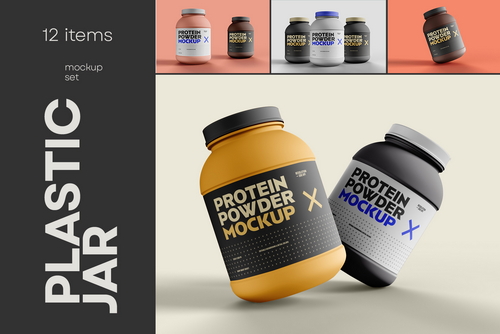 Food Supplement Plastic Jar Mockup