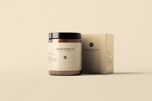 Small Candle Jar with Box Mockups