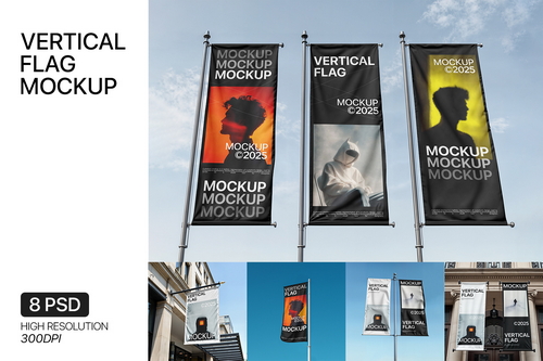 Vertical Flag Mockup