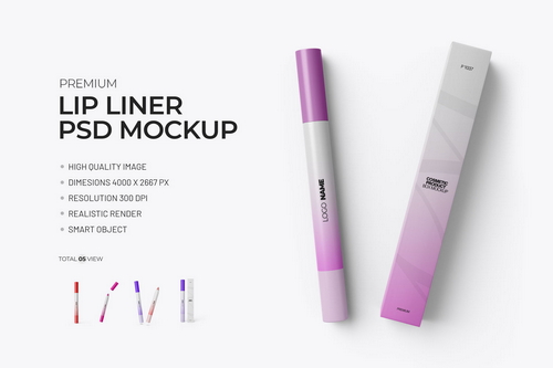 Realistic Lip Liner PSD Mockup