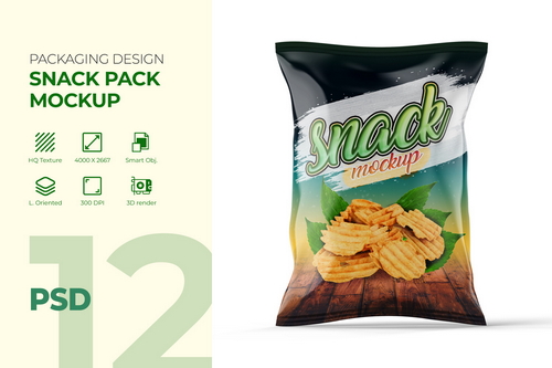 Snack Bag Packaging Mockup
