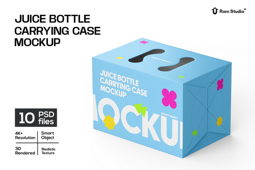 Juice Carrying Cardboard Box Mockup
