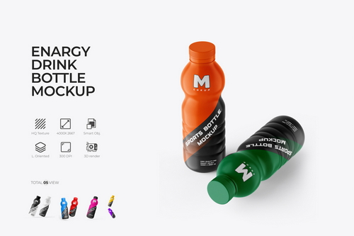 Energy Drink Bottle PSD Mockup for Branding