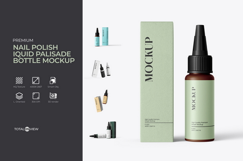 Nozzle Applicator Bottle with Box Mockup