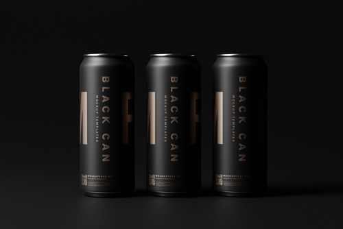 Black Soda or Beer Aluminum Can Mockup Collection