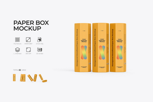 Hexagonal Paper Box PSD Mockup