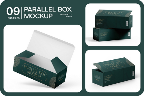 Wide Rectangle Package Box Mockup
