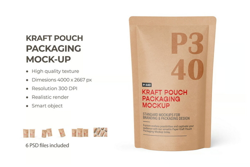 Kraft Pouch Packaging Mockup