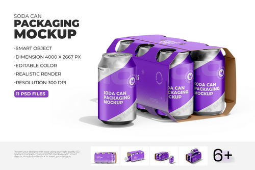 Soda Cans Six Pack Mockup