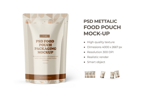 Metallic Food Pouch Branding Mockup