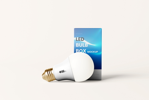 LED Light Bulb and Box Mockups