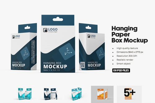 Retail Hanging Paper Box Mockup