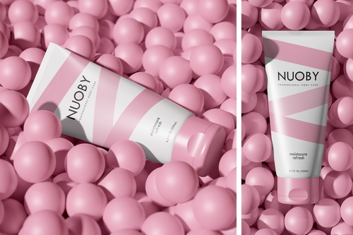 Cosmetic Tube Among a Bunch of Balls Mockup