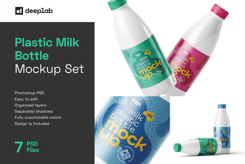 Plastic Milk Bottle Label Mockup