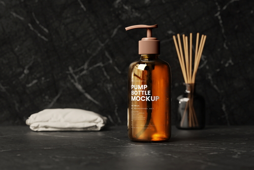 Pump Bottle Mockup in Bathroom Mockups