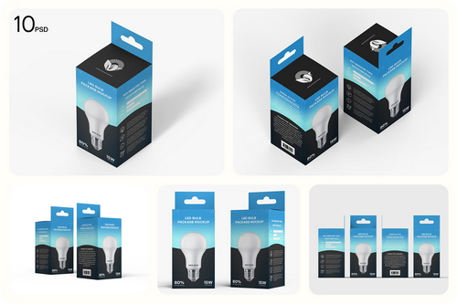 Hanging Bulb Box Package Mockup