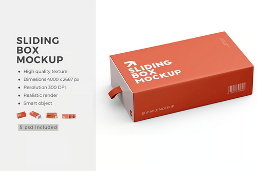 3d sliding box mockup