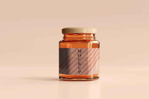 Amber Glass Jar Mockup