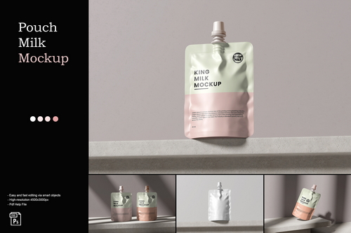 pouch milk mockup