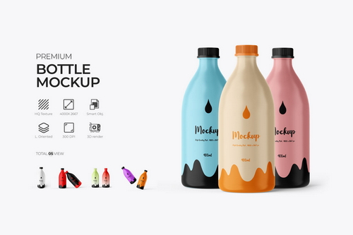 Plastic Milk Bottle PSD Mockup