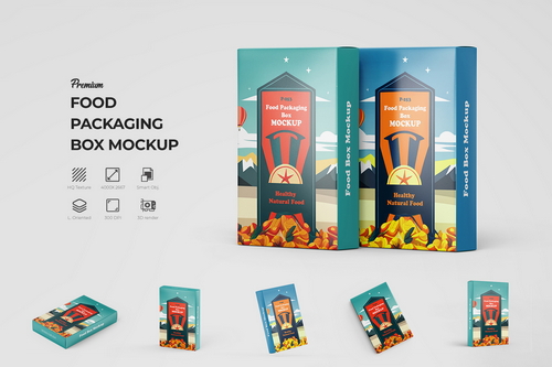 Vertical Food Packaging Box PSD Mockup