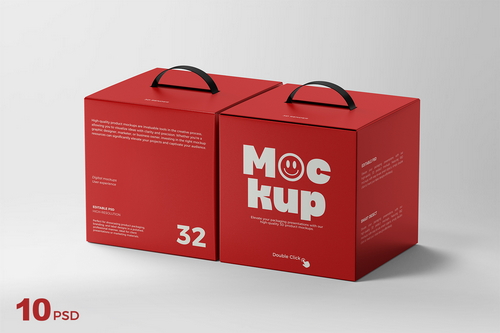 Cardboard Box Mockup with Plastic Handle