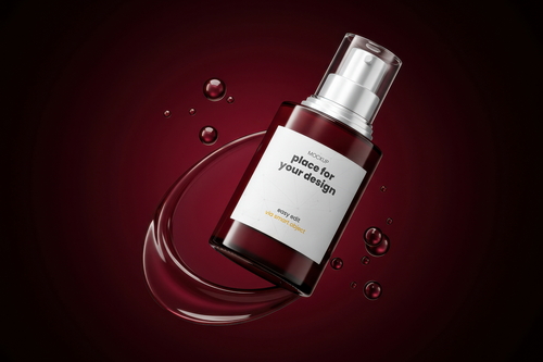 Burgundy Cosmetics Packaging Label Mockups