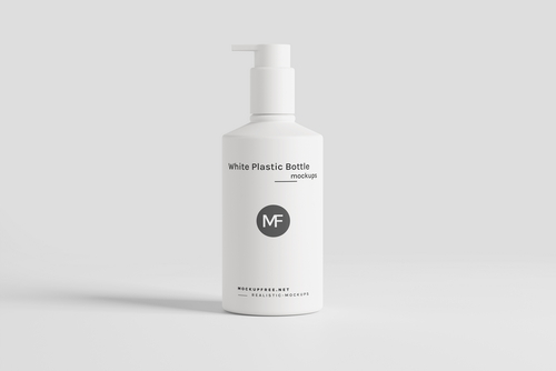 White Plastic Cosmetic Pump Bottle Mockups
