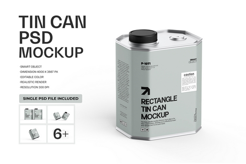 Tin Rectangular Canister PSD Mock-Up