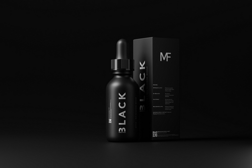 Black Dropper Bottle + Box Mockups