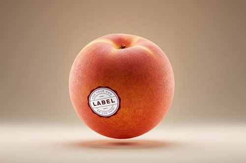 Sticker Logo Stamp on Peach Fruit Mockup