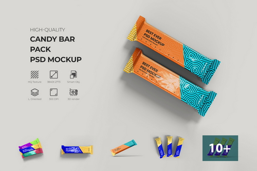 Aluminum Candy Bar Package Mockup