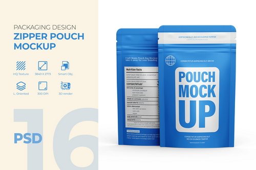 Small Zipper Pouch Packaging Design Mockup