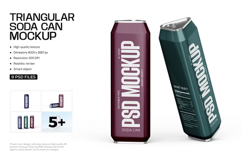 Triangular Cans Mockup