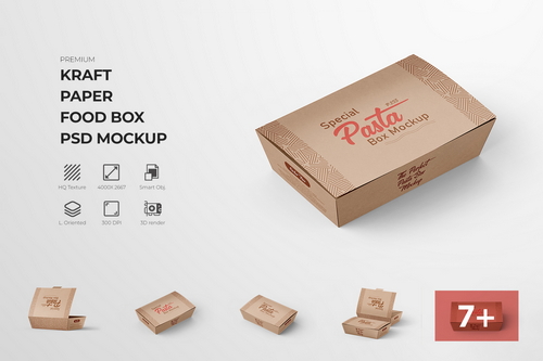 Eco Packaging Paper Food Box Mockup