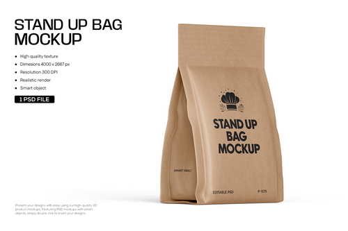 Kraft Pouch Bag Mockup