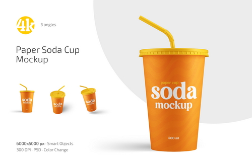 Paper Soda Cup Mockup Set