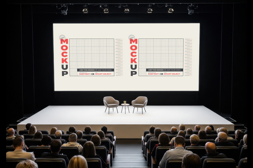 Conference Screen Big Screen on Auditorium Mockups