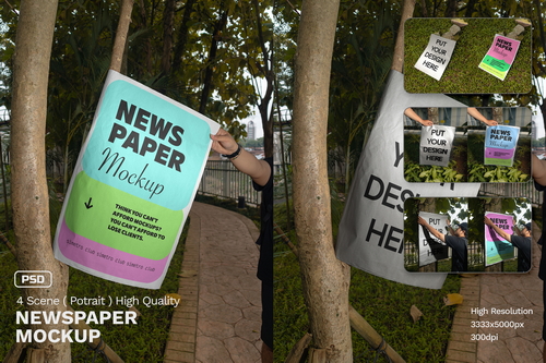 Realistic Scene Newspaper Mockup - VOL 4
