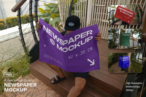 Realistic Scene Newspaper Mockup - VOL 3