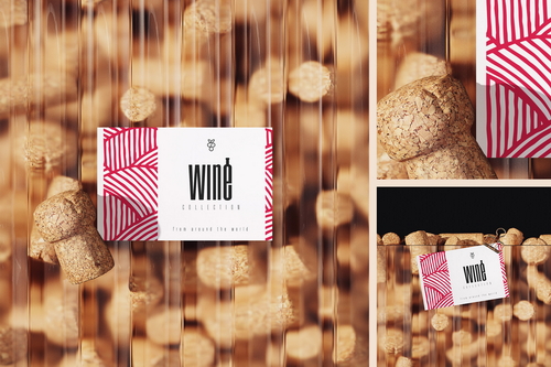 Branded Card on Frosted Glass with Wine Corks Mockup