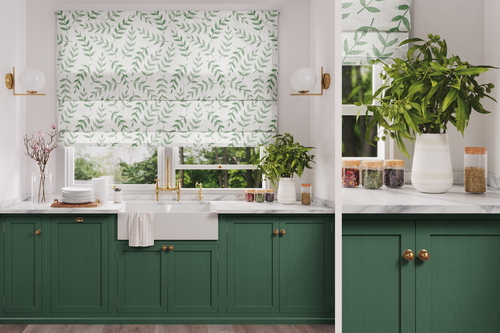 Roman Blinds on the Kitchen Window Mockup