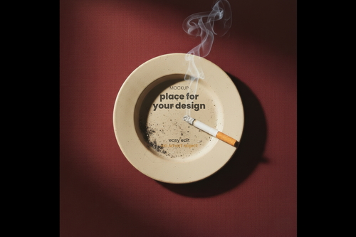 Ashtray and Cigarettes Dish Mockups