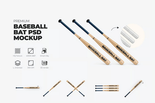 3d baseball bat mockup